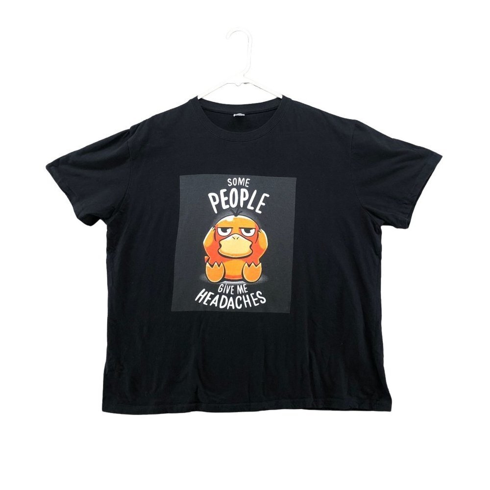 Pokemon Psyduck Retro Graphic Tee Womens XL Black Crew Neck T-Shirt‎ Y2K
